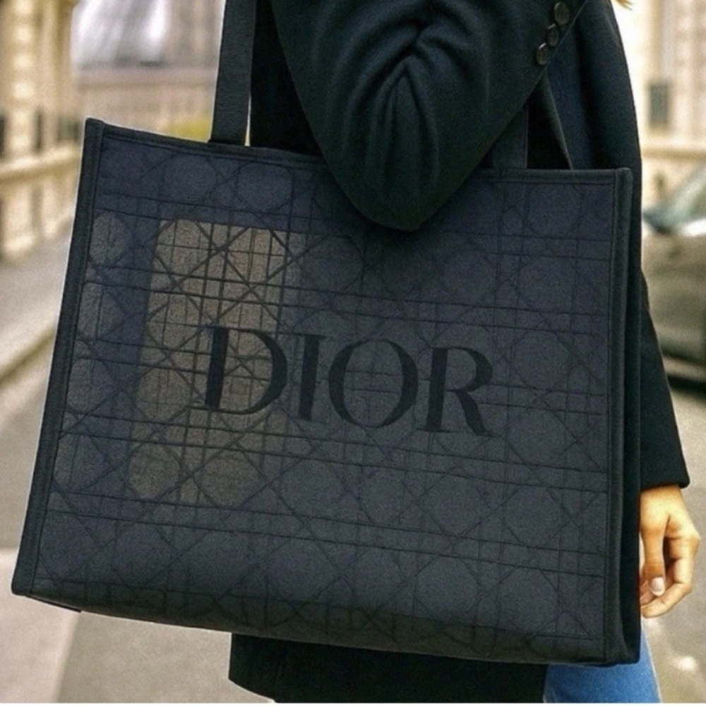 DIOR Black Lace Mesh Cannage Pattern Tote Bag, GWP, New! - Picture 4 of 5